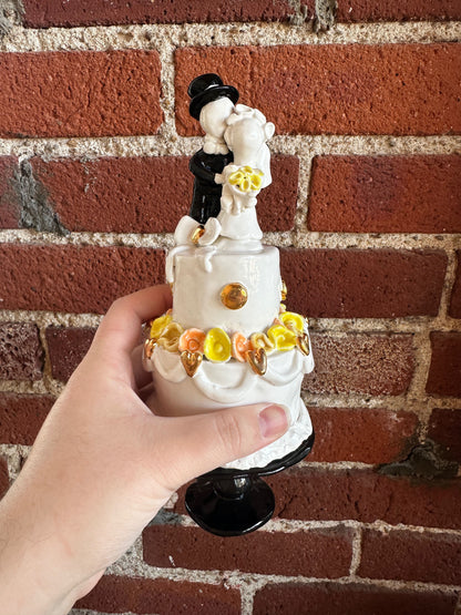 Ceramic Wedding Cake with Orange and Yellow Flowers | Jessica Walker