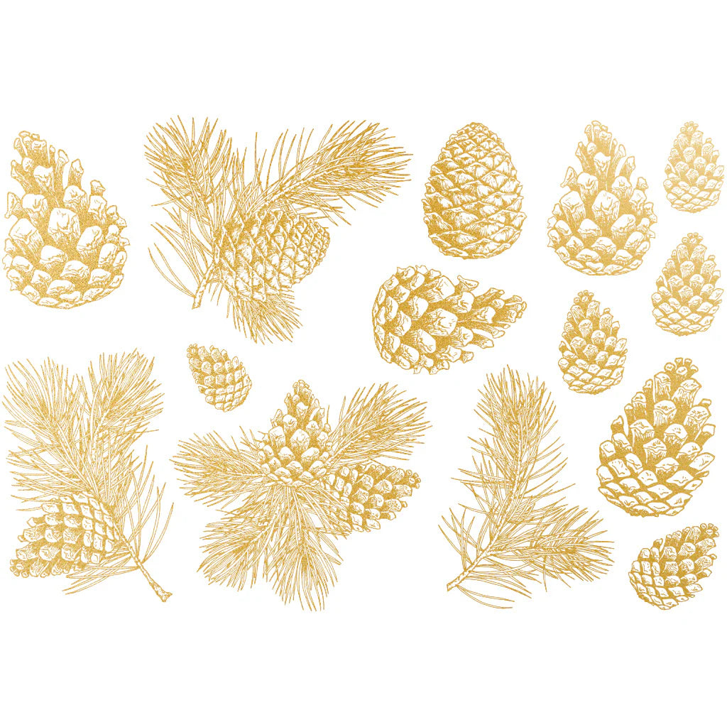 Pine Cone Overglaze Gold Decal Sheet