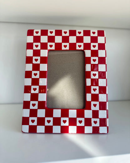 Checkered Heart Photo Frame