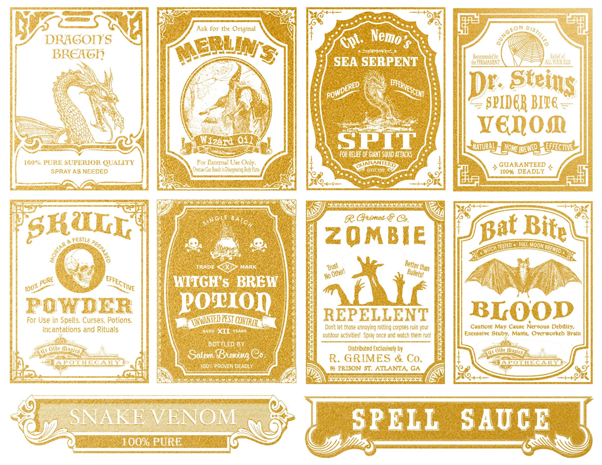 Potion Label Overglaze Gold Decal Sheet