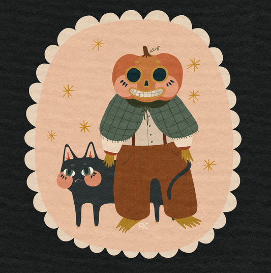Pumpkin Head & Cat Print | Rachele Cromer