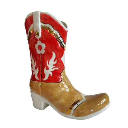 Two Tone Cowboy Boot Vase | Wholesale