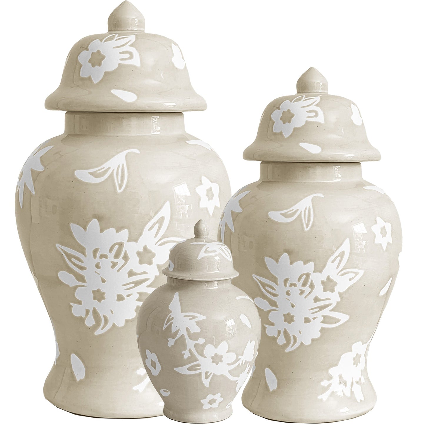 Sakura Ginger Jars in Beige