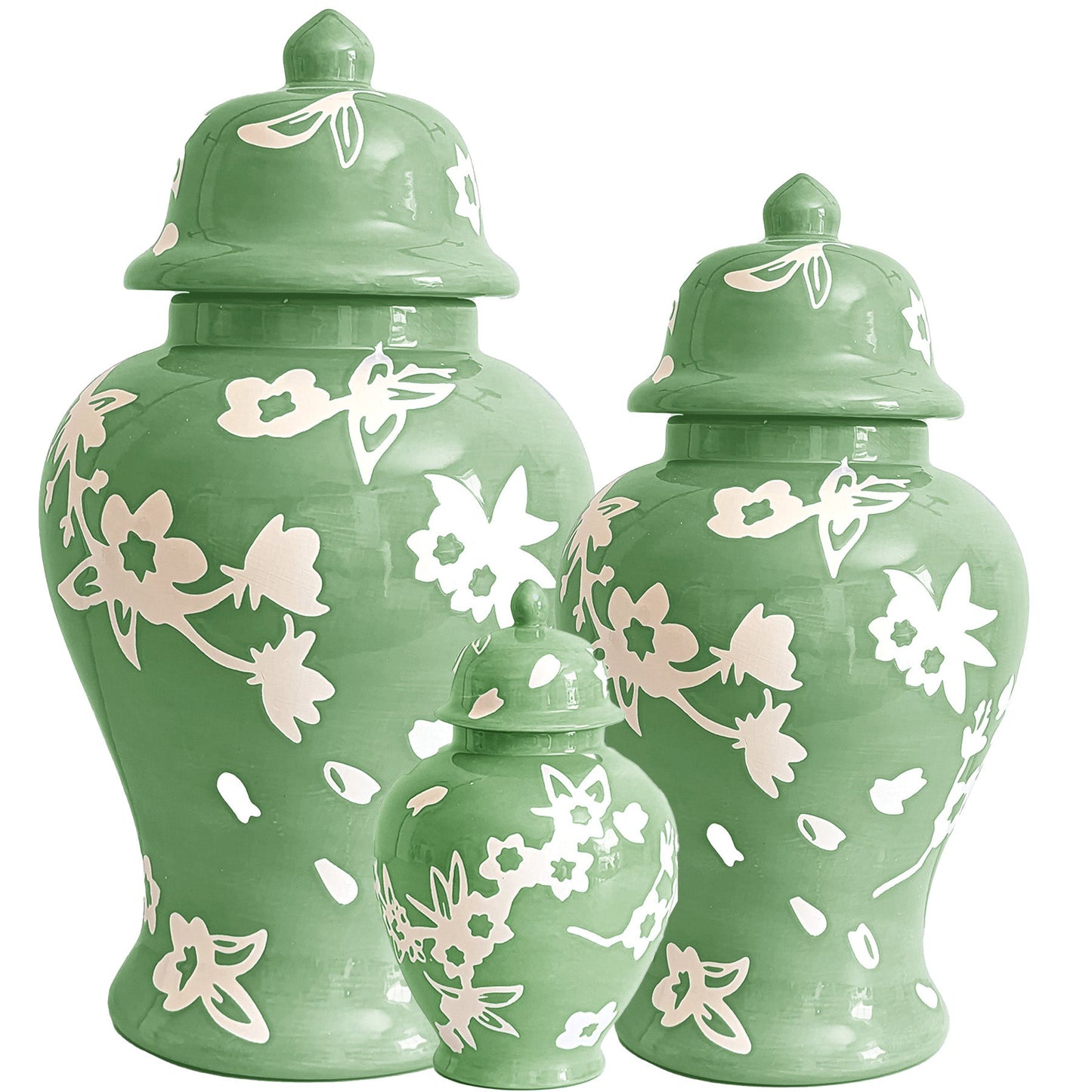 Sakura Ginger Jars in Cabbage Patch Green