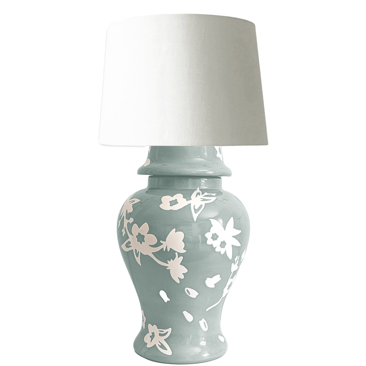 Sakura Ginger Jar Lamp in Lambs Ear Blue