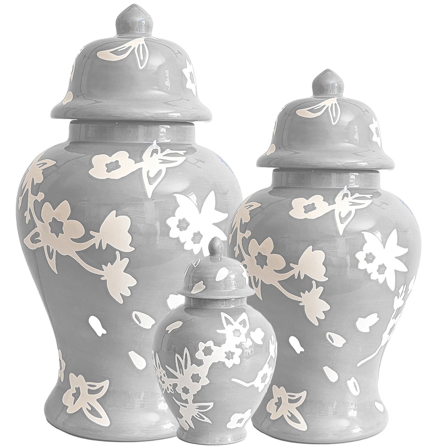 Sakura Ginger Jars in Light Grey