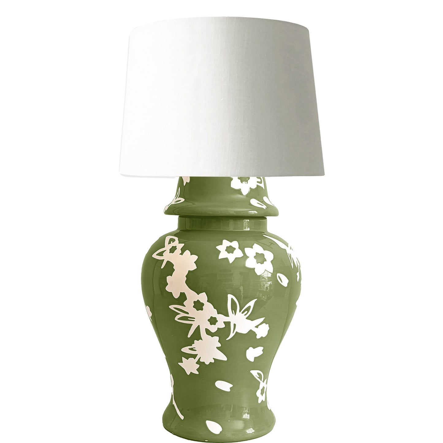 Sakura Ginger Jar Lamp in Moss Green