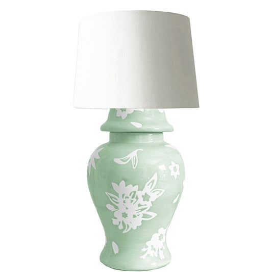 Sakura Ginger Jar Lamp in Sea Glass Green