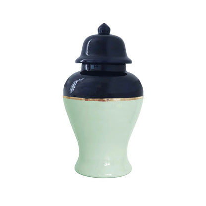 Two Tone Color Block Ginger Jar- The Greens