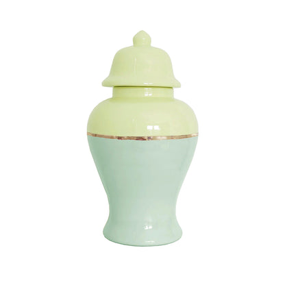 Two Tone Color Block Ginger Jar- The Greens