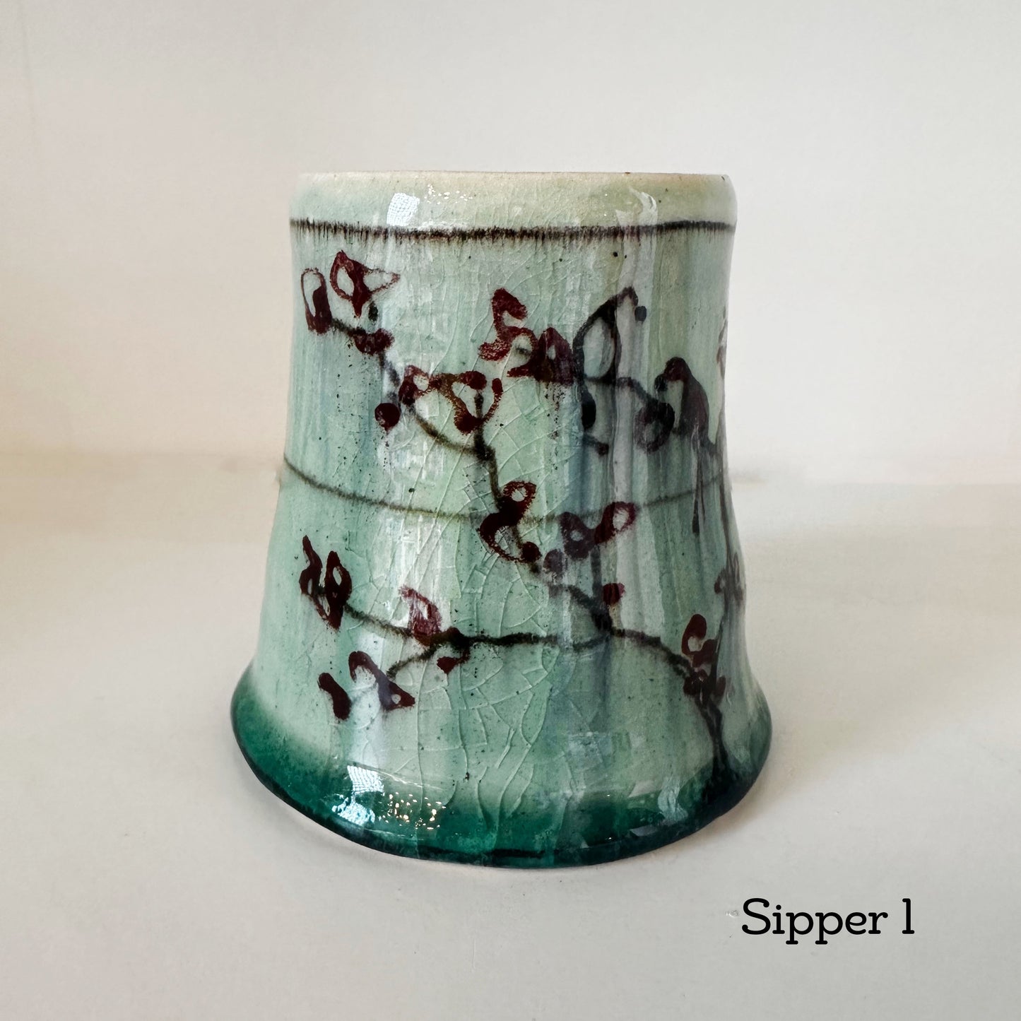 Emerald Cherry Blossom Sippers | Muddy Paws Pottery