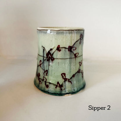 Emerald Cherry Blossom Sippers | Muddy Paws Pottery