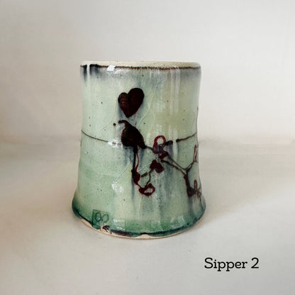 Emerald Cherry Blossom Sippers | Muddy Paws Pottery