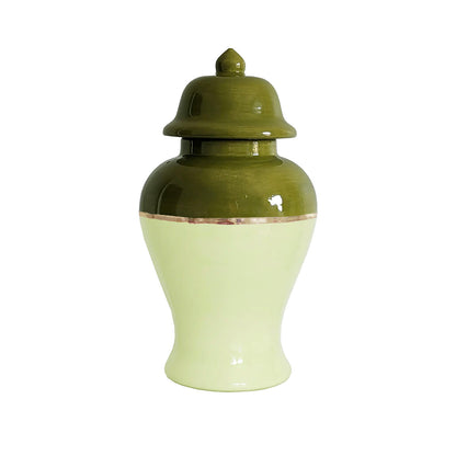 Two Tone Color Block Ginger Jar- The Greens