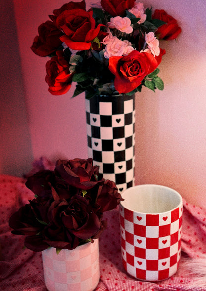 Checkered Heart Large Vase/Utensil Holder