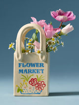 Flower Market Tote Bag Bud Vase Featuring Handpainted Artwork