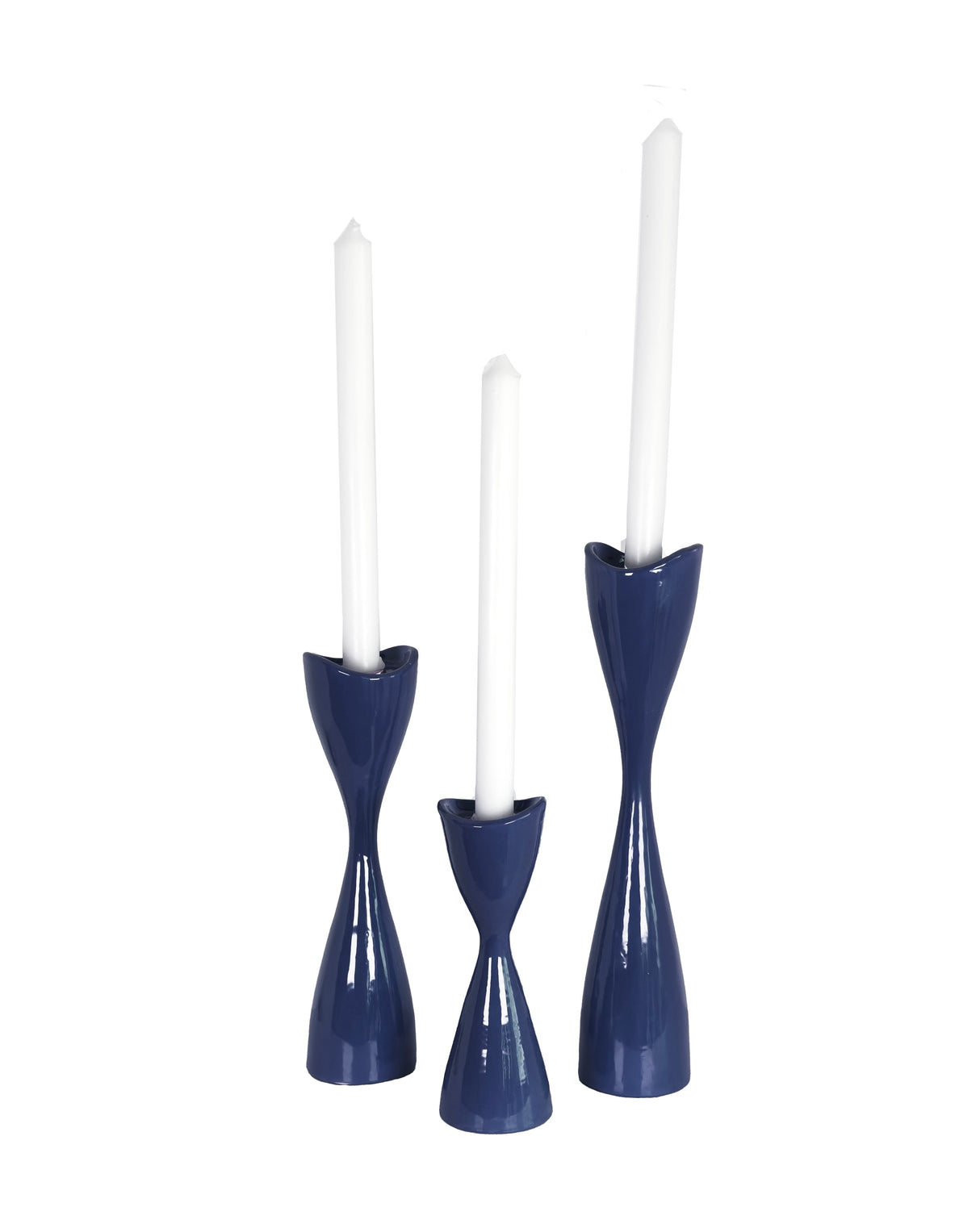 Tulip Candlestick Holders in Vintage Blue Jeans