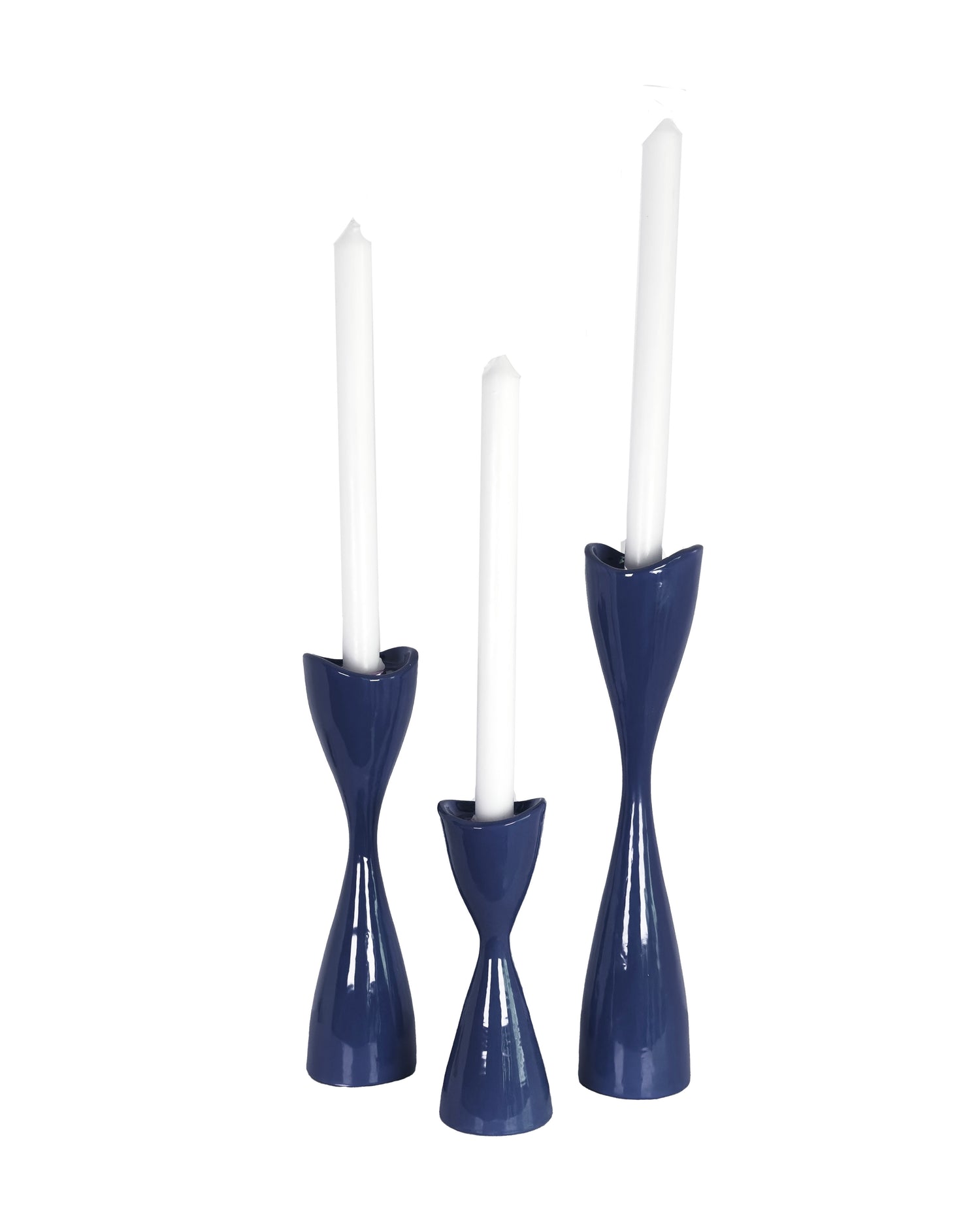 Tulip Candlestick Holders in Vintage Blue Jeans