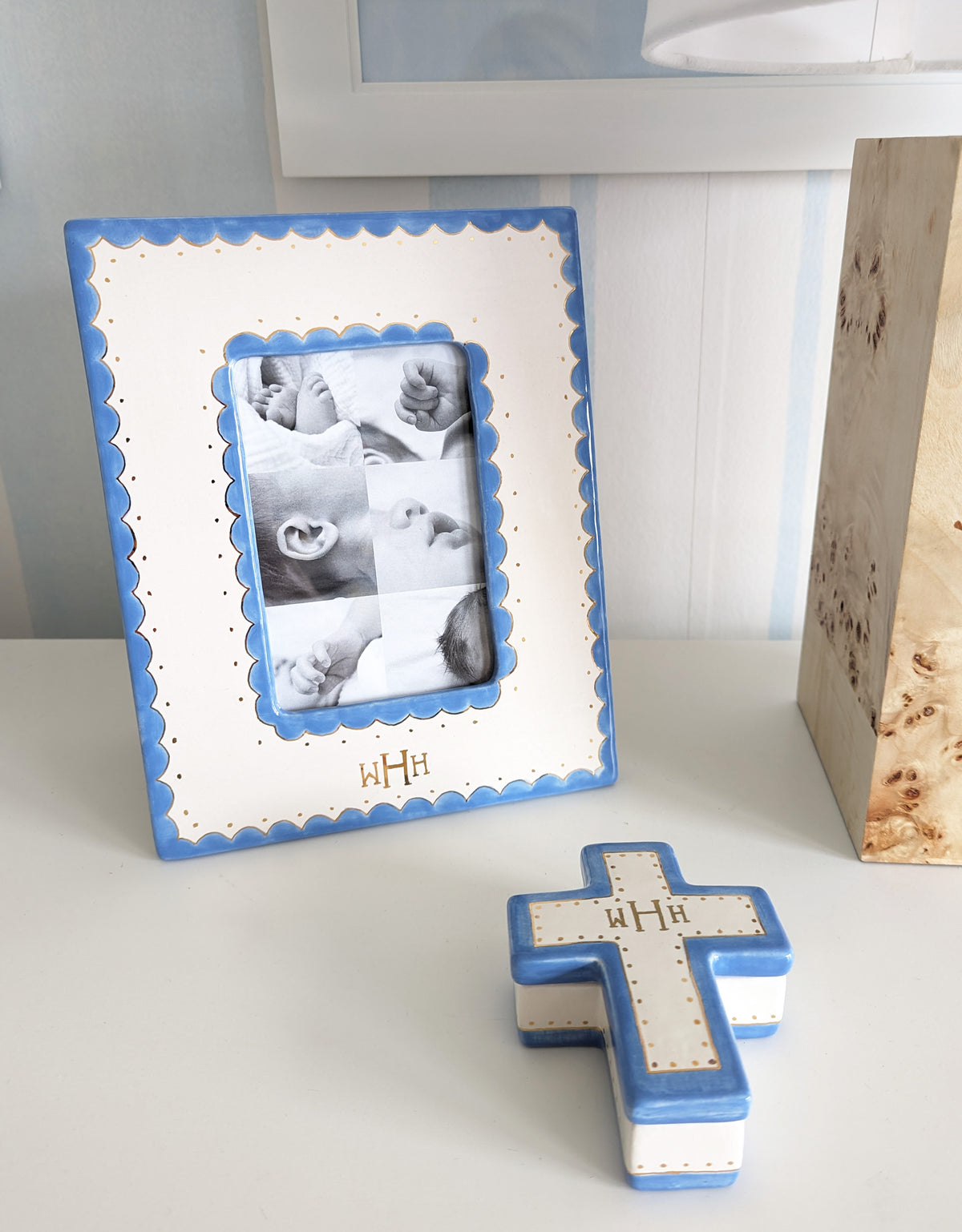 Monogrammed Frames Scallop Monogrammed Photo Frame – Ruby Clay Company