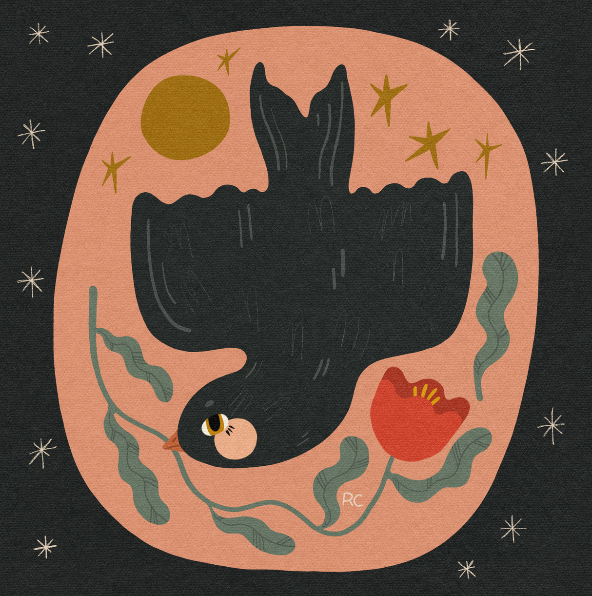 Black Bird Print | Rachele Cromer
