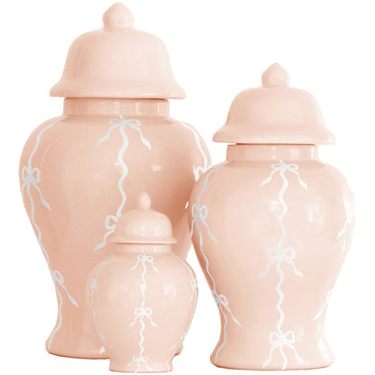 Bow Stripe Ginger Jars in Blush | Wholesale