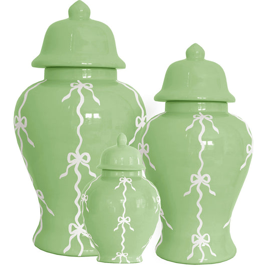Bow Stripe Ginger Jars in Cabbage Patch Green | Wholesale