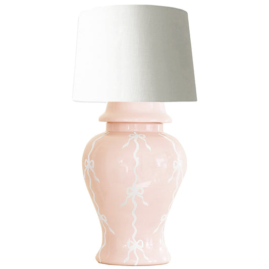 Bow Stripe Ginger Jar Lamp in Blush | Wholesale