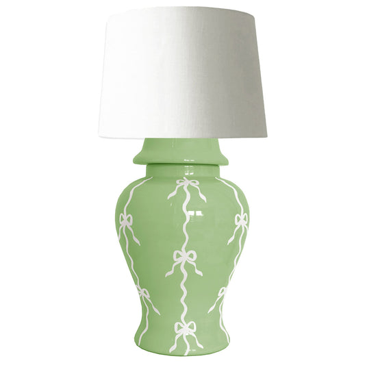 Bow Stripe Ginger Jar Lamp in Cabbage Patch Green | Wholesale