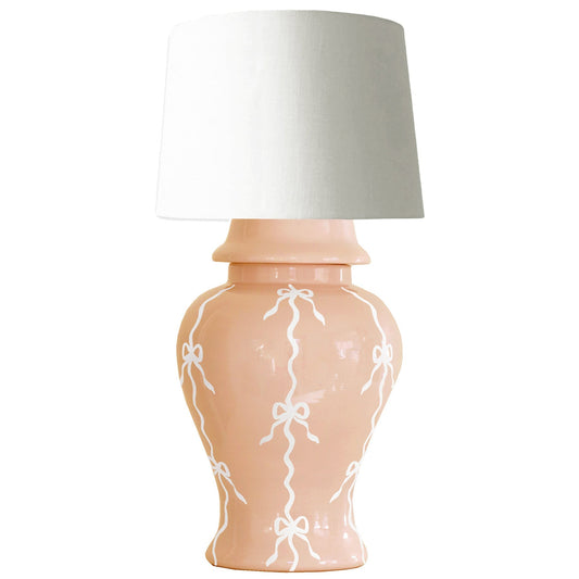 Bow Stripe Ginger Jar Lamp in Coral | Wholesale