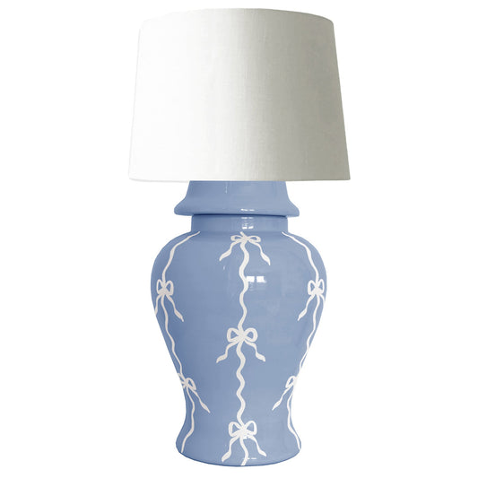 Bow Stripe Ginger Jar Lamp in French Blue | Wholesale