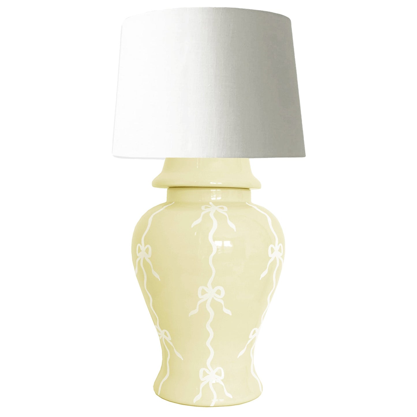 Bow Stripe Ginger Jar Lamp in Lemon Sorbet