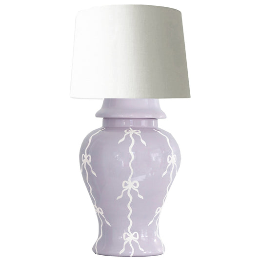 Bow Stripe Ginger Jar Lamp in Light Lavender