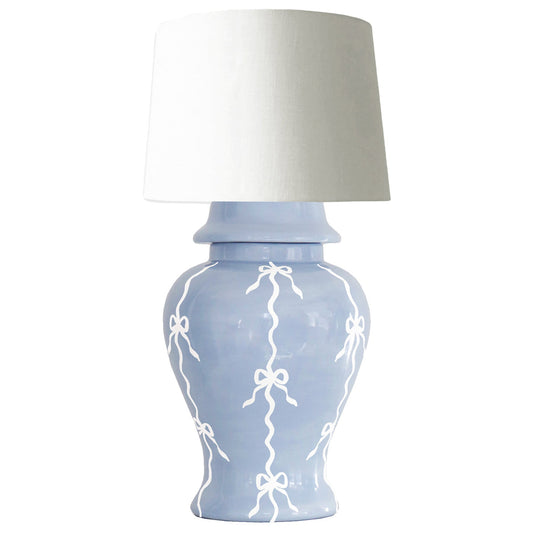Bow Stripe Ginger Jar Lamp in Serenity Blue