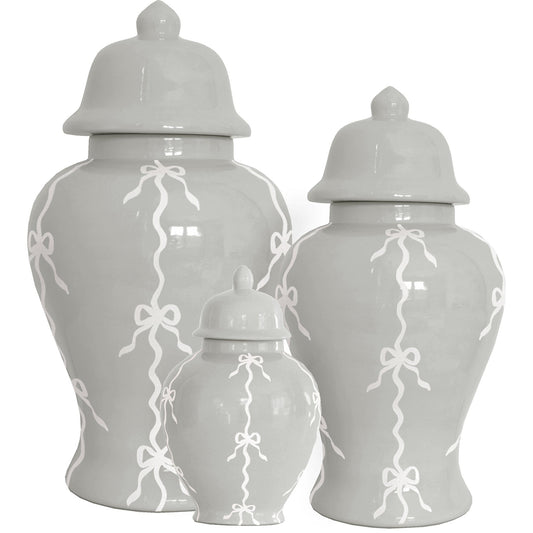 Bow Stripe Ginger Jars in Light Gray | Wholesale