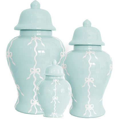 Bow Stripe Ginger Jars in Robin's Egg Blue | Wholesale