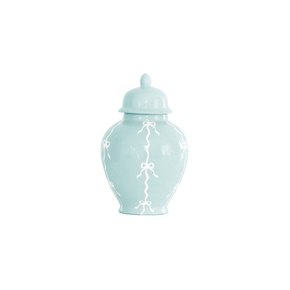 Bow Stripe Ginger Jars in Robin's Egg Blue | Wholesale