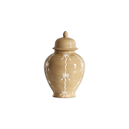 Bow Stripe Ginger Jars in Sand | Wholesale