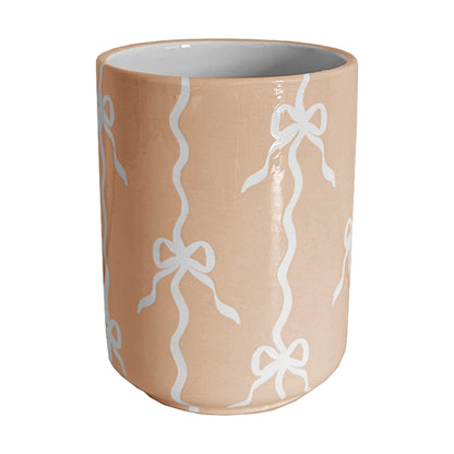 Bow Stripe Large Vase/ Utensil Holder | Wholesale