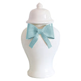 Ginger Jars with Sculpted Ceramic Bow in Robin's Egg