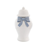 Ginger Jars with Sculpted Ceramic Bow in Serenity Blue