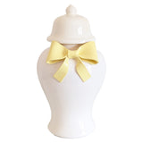 Ginger Jars with Sculpted Ceramic Bow in Lemon Sorbet