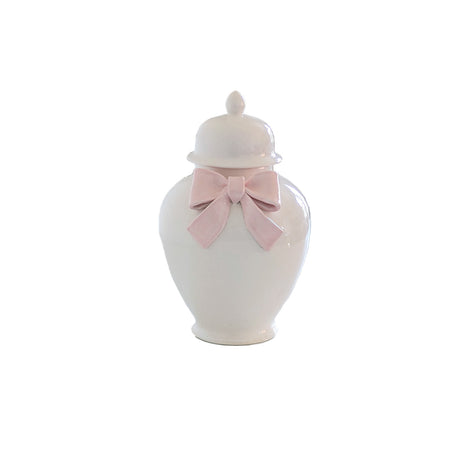 Ginger Jars with Sculpted Ceramic Bow in Cherry Blossom