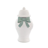 Ginger Jars with Sculpted Ceramic Bow in Lamb's Ear