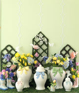 Ginger Jars with Sculpted Ceramic Bow in Robin's Egg