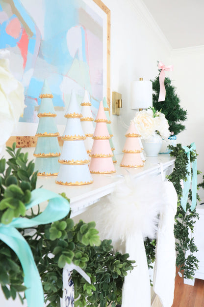 Blush Tiered Christmas Trees with 22K Gold Brushstroke Accent