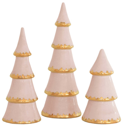 Blush Tiered Christmas Trees with 22K Gold Brushstroke Accent