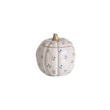 Cottage Floral Pumpkin Jars with 22K Gold Accents in Blue