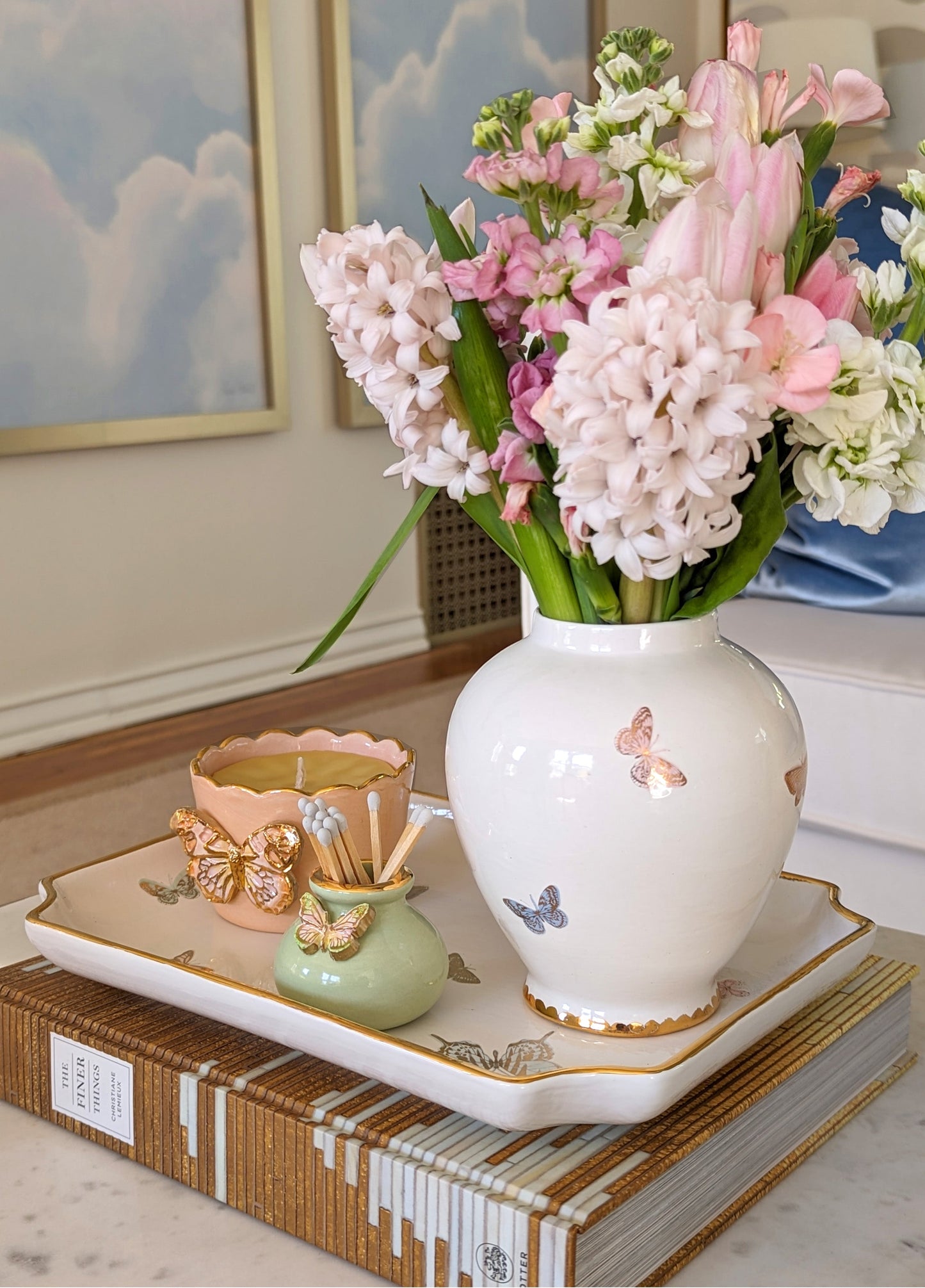 Gilded Butterflies Trays with 22K Gold Accent