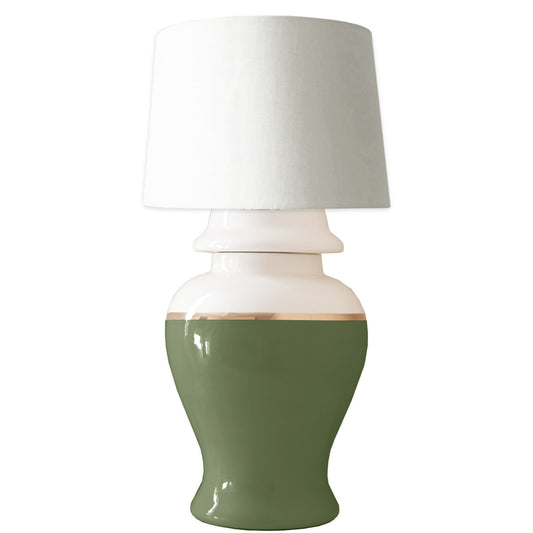 Moss Green Color Block Ginger Jar Lamp