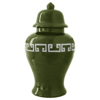 Moss Green Greek Key Ginger Jars